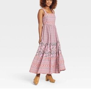 Knox Rose Sleeveless A-Line Maxi Dress Pink Crepe Print